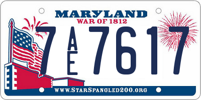 MD license plate 7AE7617