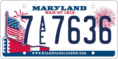 MD license plate 7AE7636