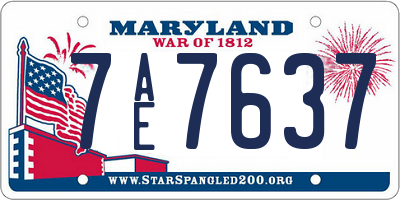 MD license plate 7AE7637