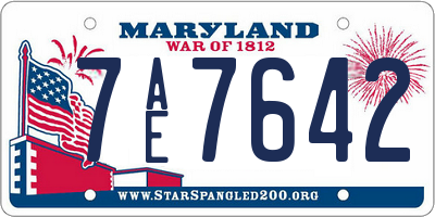 MD license plate 7AE7642
