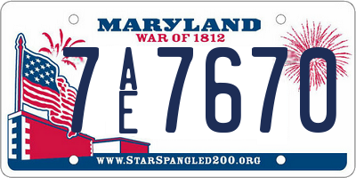 MD license plate 7AE7670