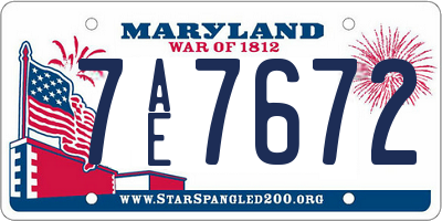 MD license plate 7AE7672