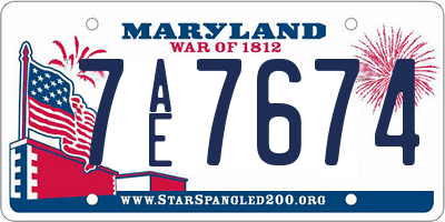 MD license plate 7AE7674