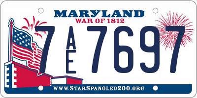 MD license plate 7AE7697