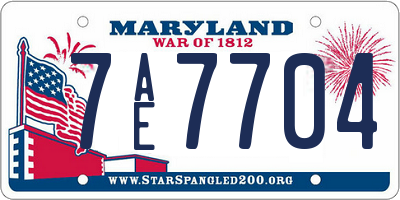 MD license plate 7AE7704