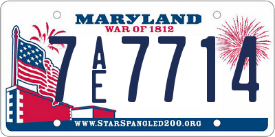 MD license plate 7AE7714