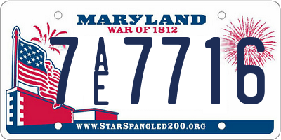 MD license plate 7AE7716