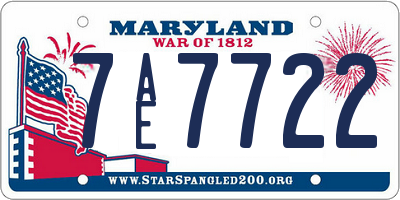 MD license plate 7AE7722