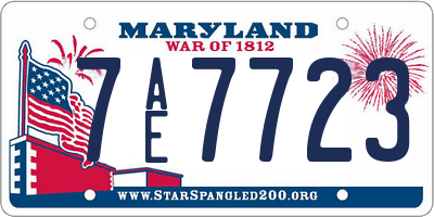 MD license plate 7AE7723