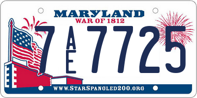 MD license plate 7AE7725