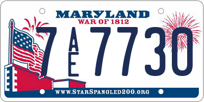 MD license plate 7AE7730