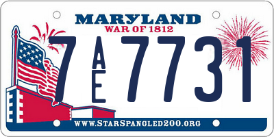 MD license plate 7AE7731