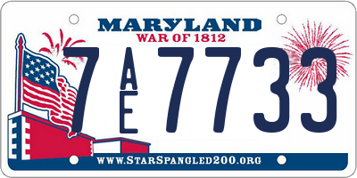MD license plate 7AE7733