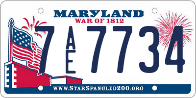 MD license plate 7AE7734