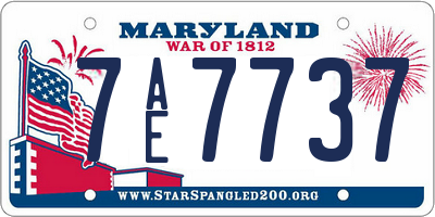 MD license plate 7AE7737