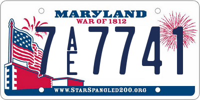 MD license plate 7AE7741
