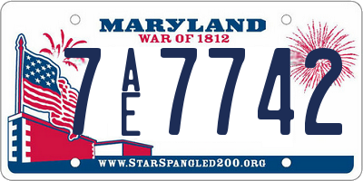 MD license plate 7AE7742