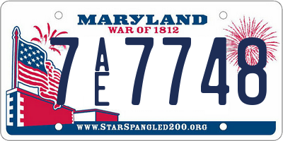 MD license plate 7AE7748