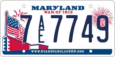 MD license plate 7AE7749