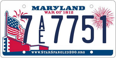 MD license plate 7AE7751