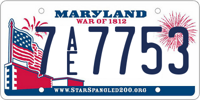 MD license plate 7AE7753