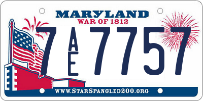 MD license plate 7AE7757
