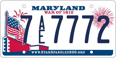 MD license plate 7AE7772
