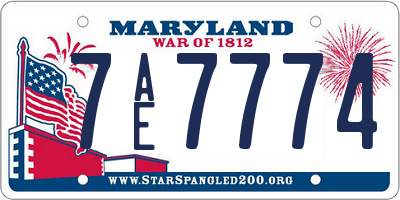 MD license plate 7AE7774