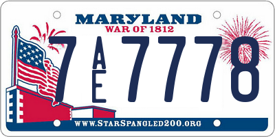 MD license plate 7AE7778
