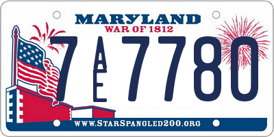 MD license plate 7AE7780