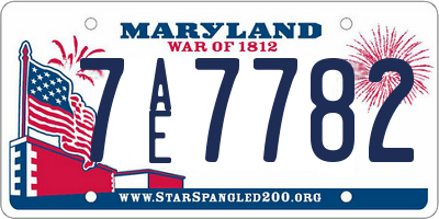 MD license plate 7AE7782