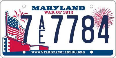 MD license plate 7AE7784