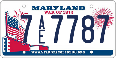 MD license plate 7AE7787