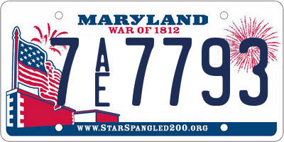 MD license plate 7AE7793