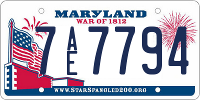 MD license plate 7AE7794
