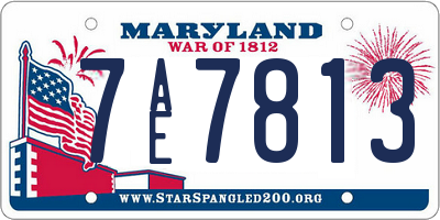 MD license plate 7AE7813
