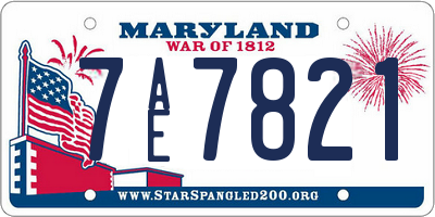 MD license plate 7AE7821