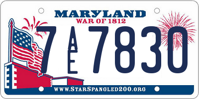 MD license plate 7AE7830