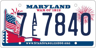 MD license plate 7AE7840