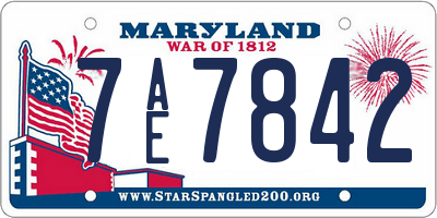 MD license plate 7AE7842