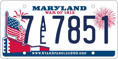 MD license plate 7AE7851
