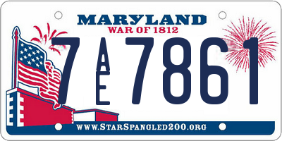 MD license plate 7AE7861