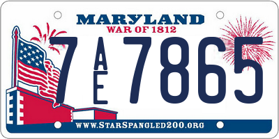 MD license plate 7AE7865