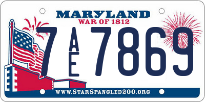 MD license plate 7AE7869