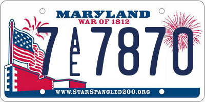 MD license plate 7AE7870