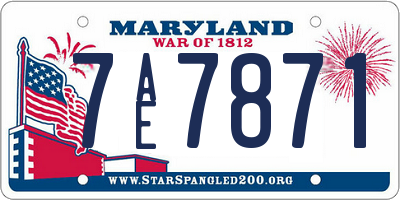 MD license plate 7AE7871