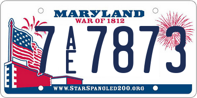 MD license plate 7AE7873