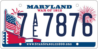 MD license plate 7AE7876