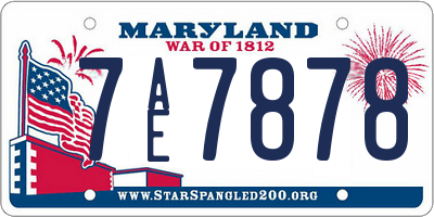MD license plate 7AE7878