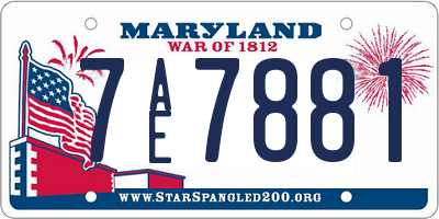 MD license plate 7AE7881